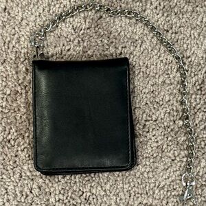 Black Leather Wallet with Chain